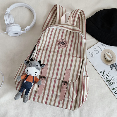 Csíkos női nagy hátizsák széles pántokkal