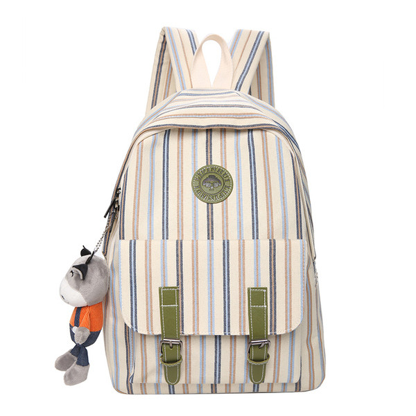 Csíkos női nagy hátizsák széles pántokkal
