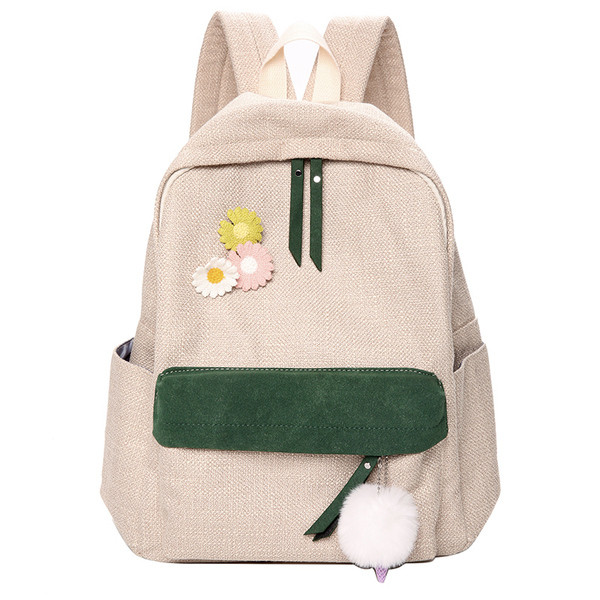 Női mindennapi hátizsák virágos elemekkel és széles pántokkal