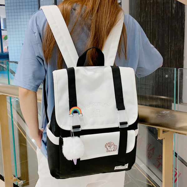 Moodne naiste seljakott värviliste laiade rihmadega