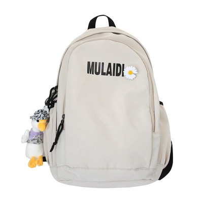 Γυναικείο καθημερινό σακίδιο με επιγραφή και κεντήματα