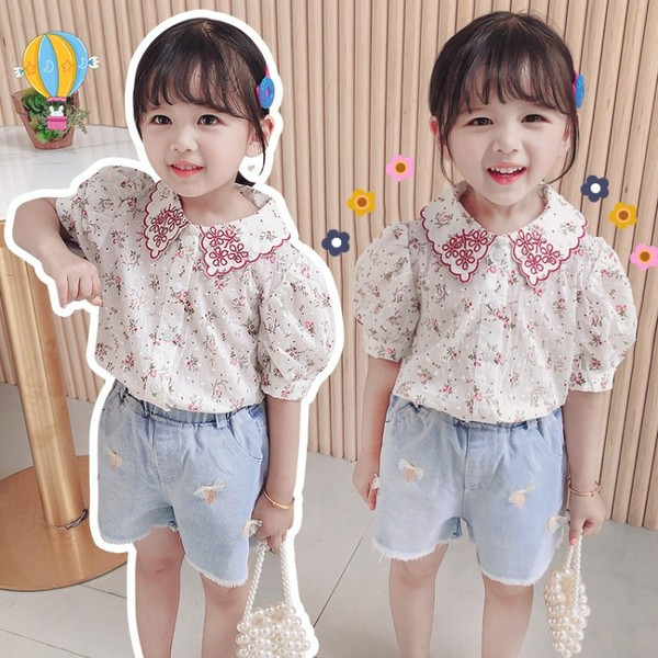 Tikandiga teksapükste ja särgi komplekt lastele