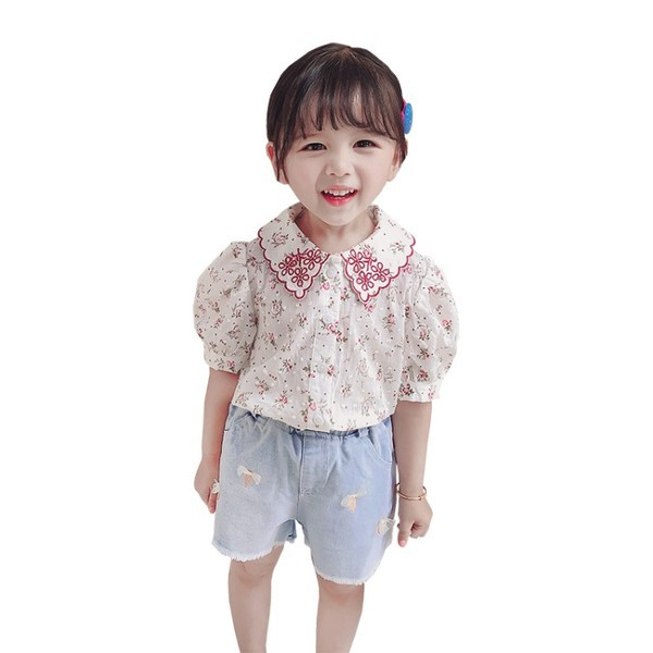 Tikandiga teksapükste ja särgi komplekt lastele