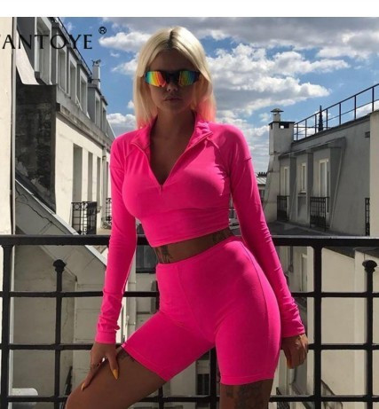 Két részből álló női sport szett cipzárral