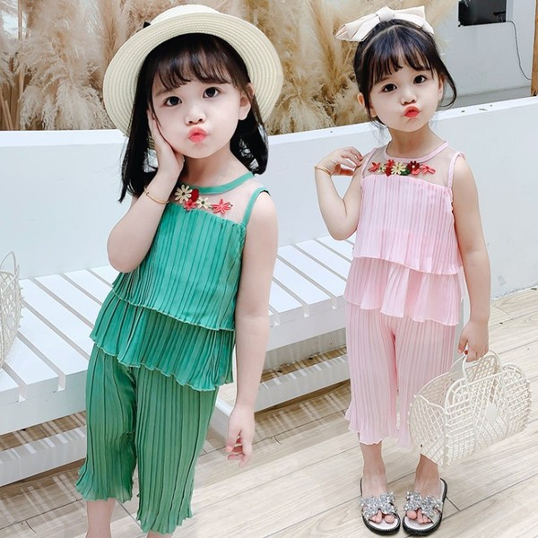 Kevad-suvine lastekomplekt tülli ja tikandiga