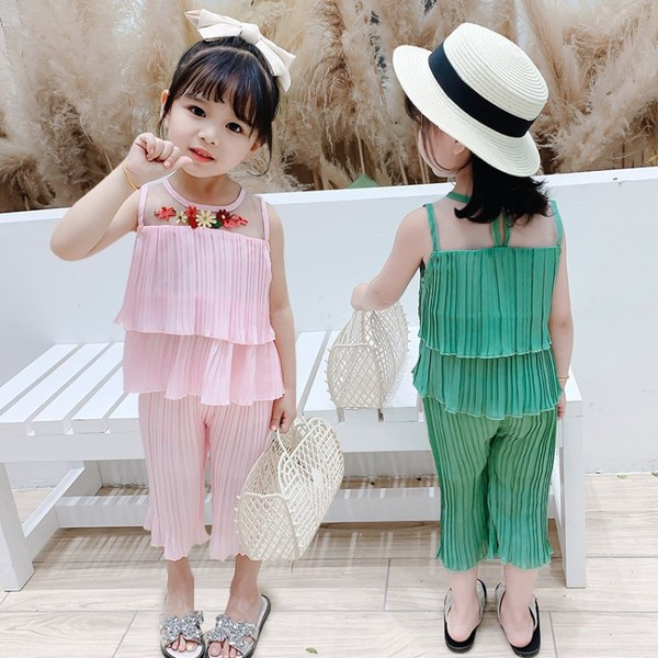 Kevad-suvine lastekomplekt tülli ja tikandiga