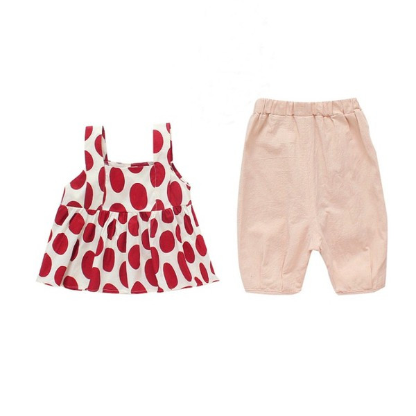 Mūsdienīgs bērnu bikšu komplekts un tops ar kvadrātveida kakla izgriezumu