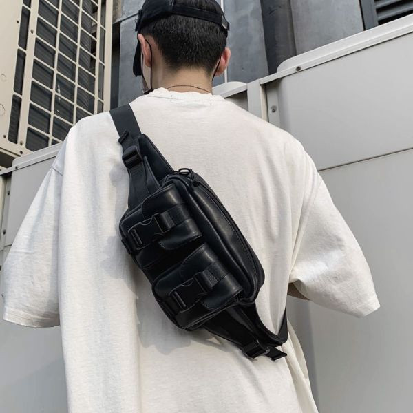 Modern férfi táska eco bőrből, csatokkal