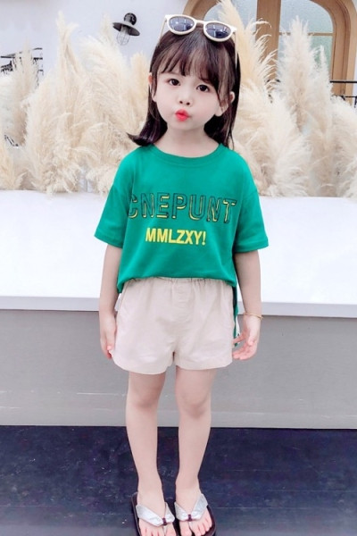 Laste vabaaja komplekt lühikeste varrukate ja lühikeste pükstega pluusist