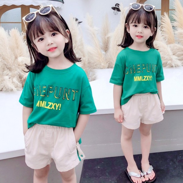 Laste vabaaja komplekt lühikeste varrukate ja lühikeste pükstega pluusist