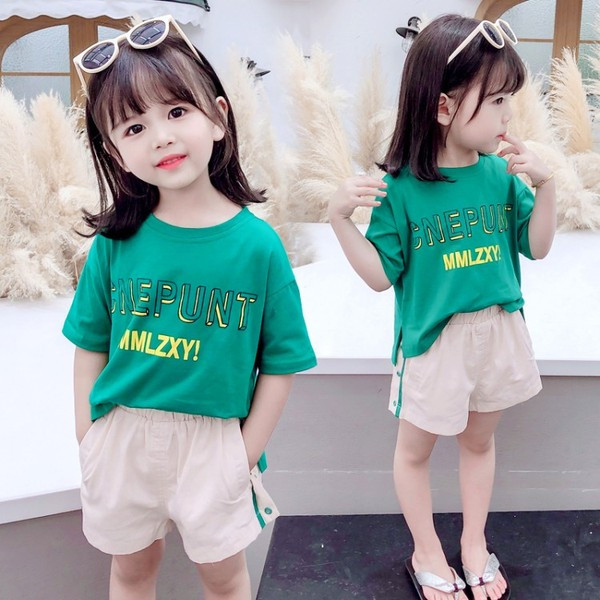 Laste vabaaja komplekt lühikeste varrukate ja lühikeste pükstega pluusist