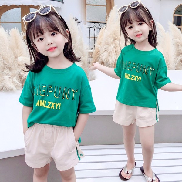 Laste vabaaja komplekt lühikeste varrukate ja lühikeste pükstega pluusist