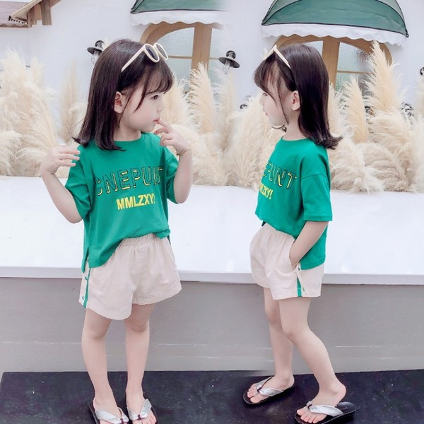 Laste vabaaja komplekt lühikeste varrukate ja lühikeste pükstega pluusist