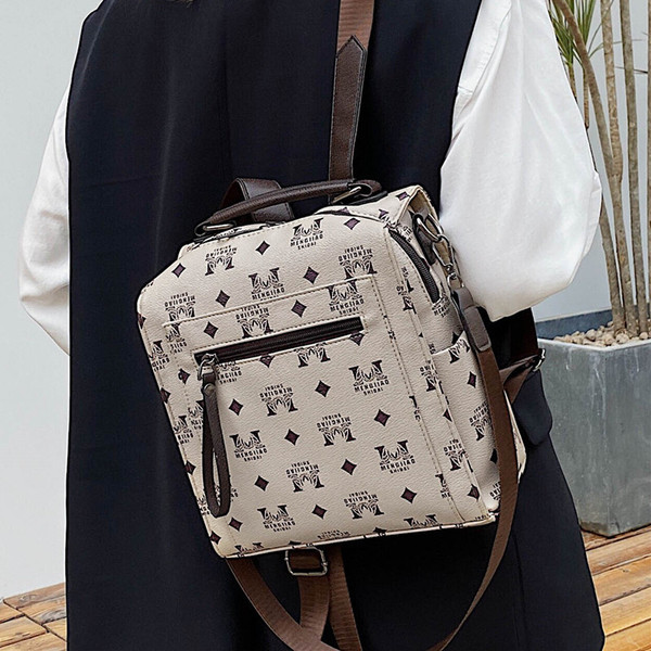 Naiste kaasaegne värvilise mustriga ökonahast seljakott