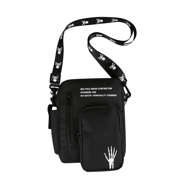 Modern férfi táska hímzéssel és cipzárral