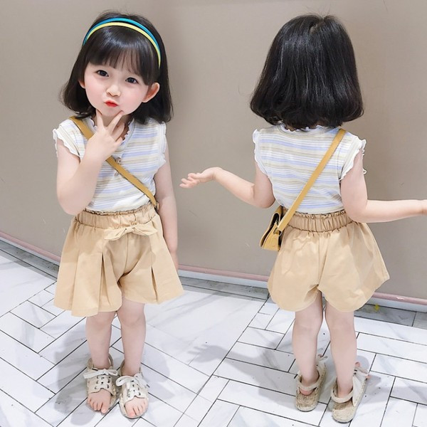 Μοντέρνα παιδικά σετ φαρδύ παντελόνι και φανελάκι