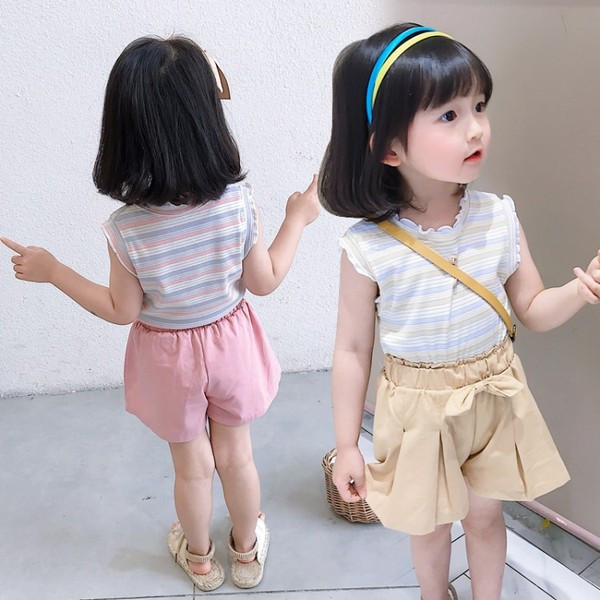 Μοντέρνα παιδικά σετ φαρδύ παντελόνι και φανελάκι