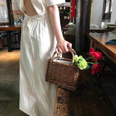 Női bambusz táska rövid füllel