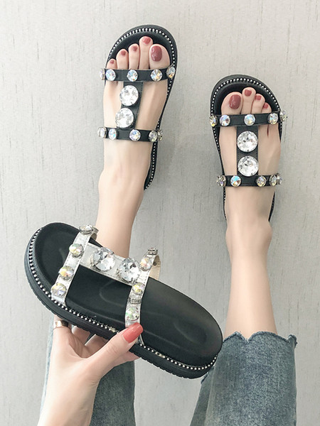 Aktuális női papucs eco bőrből kövekkel