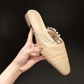 Stilīgs sieviešu čību smails modelis ar pērlēm