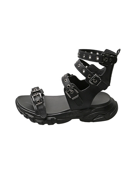 Modernas sieviešu sandales ar lencēm un metāla elementiem