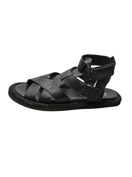 Naiste vabaaja sandaalid ristrihmade ja lameda tallaga