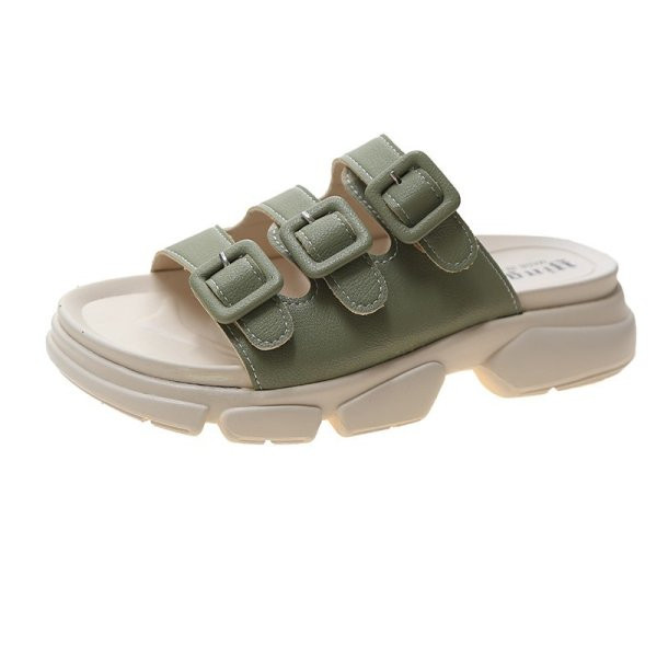 Ikdienas sieviešu čības ar raupju zoli un sprādzēm