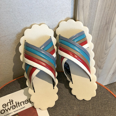 Eko bőrből készült alkalmi papucs lapos talppal