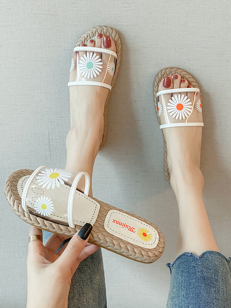 Alkalmi női papucs lapos talppal és rátéttel