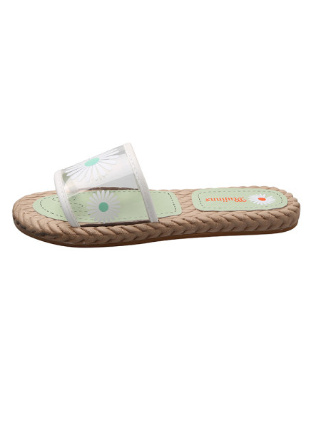 Alkalmi női papucs lapos talppal és rátéttel