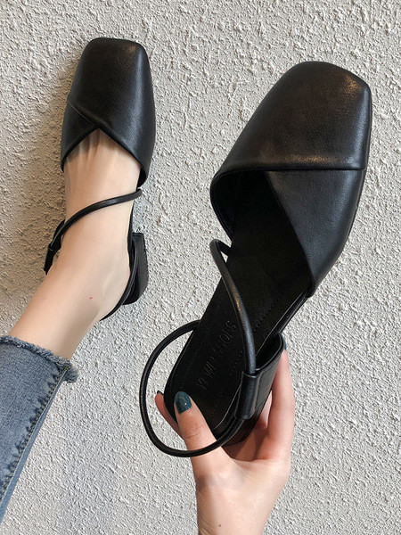 Eko bőrből készült stílusos női szandál lapos talppal