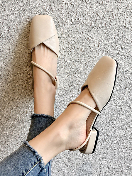 Eko bőrből készült stílusos női szandál lapos talppal