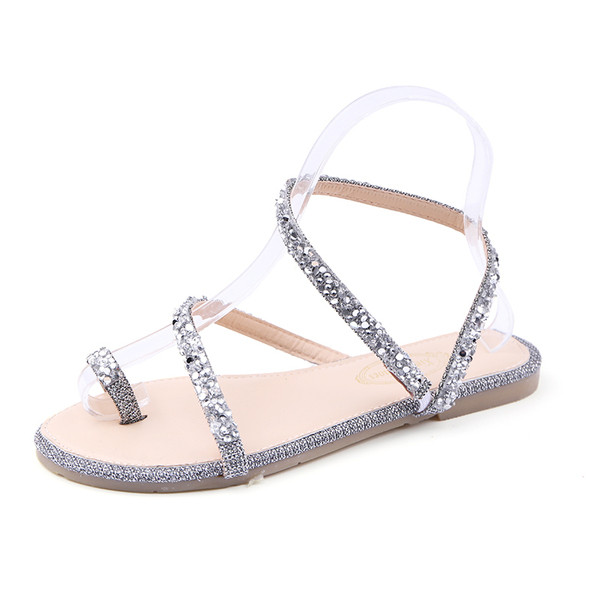 Új modell női szandál lapos talppal és kövekkel