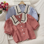 Naiste lühike stiilis nööpidega retrosärk