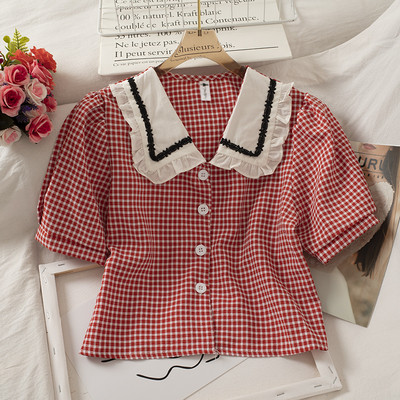 Naiste lühike stiilis nööpidega retrosärk