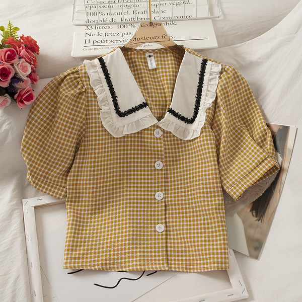 Naiste lühike stiilis nööpidega retrosärk