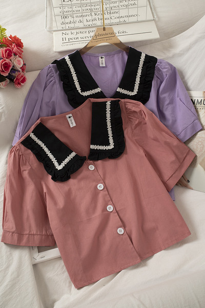 Νέο μοντέλο γυναικείο πουκάμισο με λαιμόκοψη και κοντά μανίκια