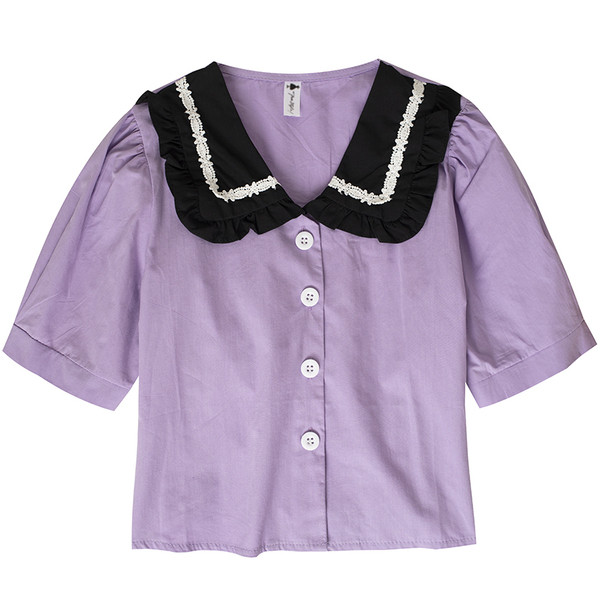 Νέο μοντέλο γυναικείο πουκάμισο με λαιμόκοψη και κοντά μανίκια