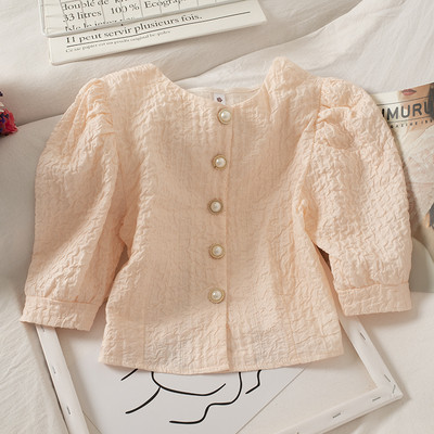 Lühike ümara kaeluse ja nööpidega naiste särk