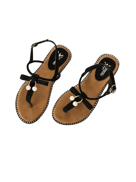 Ikdienas sieviešu sandales virs purngala ar metāla apdari