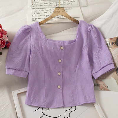 Γυναικείο πουκάμισο ρετρό στυλ με τετράγωνο ντεκολτέ και φαρδιά μανίκια