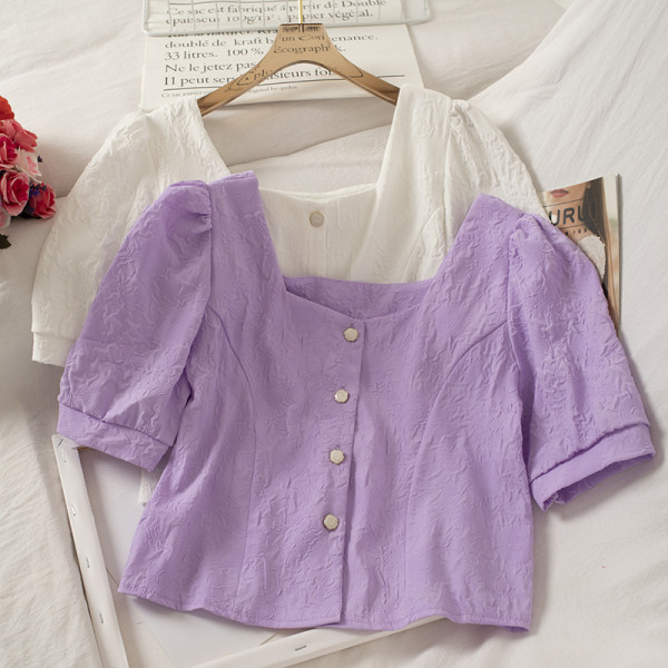 Γυναικείο πουκάμισο ρετρό στυλ με τετράγωνο ντεκολτέ και φαρδιά μανίκια