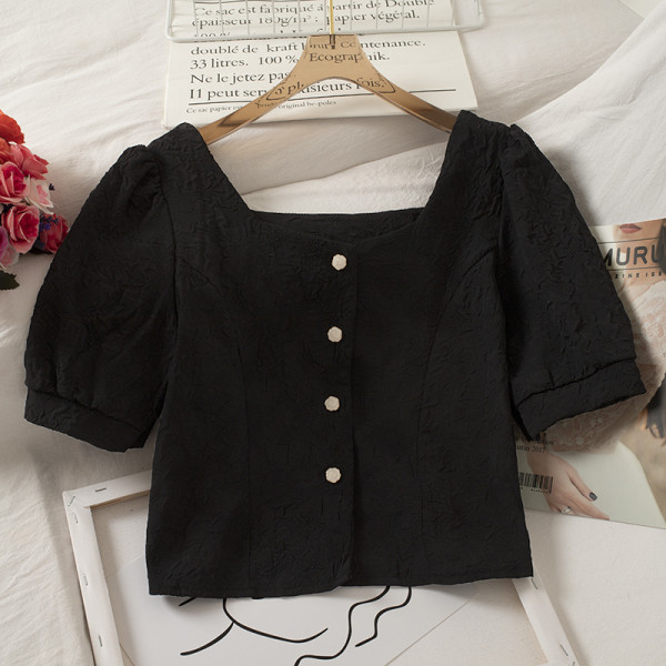 Γυναικείο πουκάμισο ρετρό στυλ με τετράγωνο ντεκολτέ και φαρδιά μανίκια