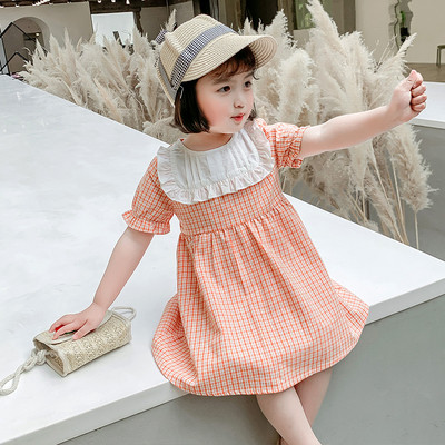 Modern, rövid ujjú kockás gyerekruha