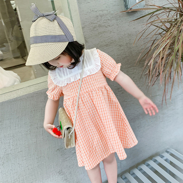 Modern, rövid ujjú kockás gyerekruha