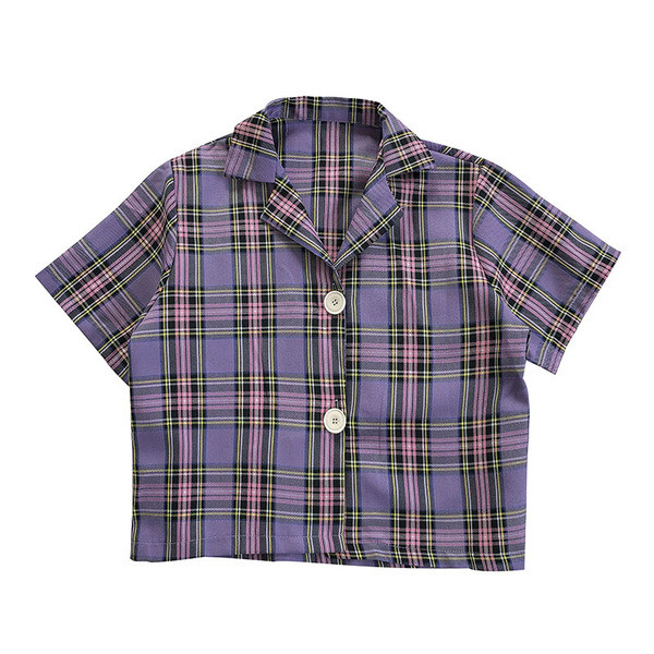 Retro stílusú kockás női ing rövid ujjal