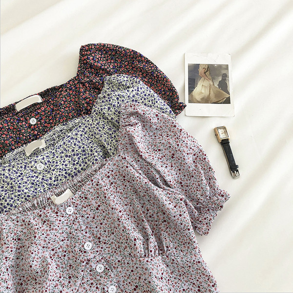 Női retro ing virágos motívumokkal és rövid ujjú