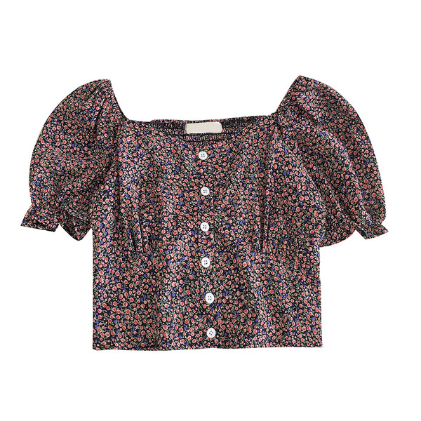 Női retro ing virágos motívumokkal és rövid ujjú