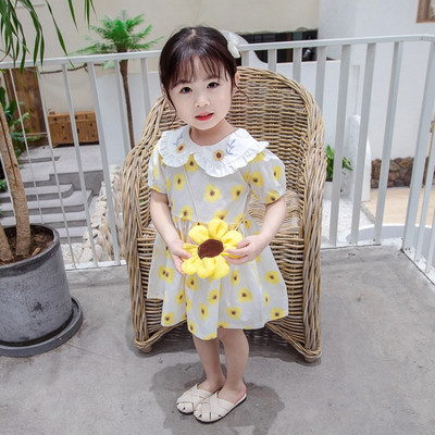 Παιδικό φόρεμα με κοντά μανίκια και γιακά