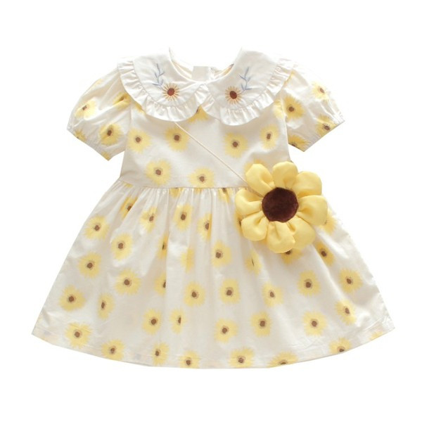 Παιδικό φόρεμα με κοντά μανίκια και γιακά